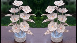 New Flower And Flower Vase Decoration Idea with Jute Rope || Home Decor Jute Flower Vase Showpiece