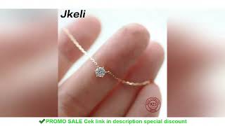 Jkeli 925 Sterling Silver 18k Gold Plated Necklace Single Sparkling Zircon Clavicle Chain for Women