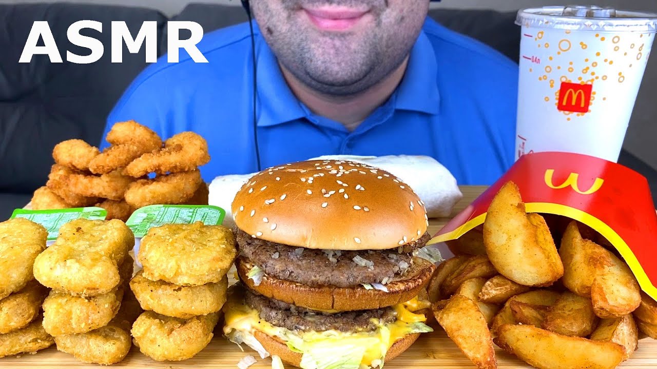 ASMR Eating Mcdonalds Mukbang (Big Mac, Chicken Wrap, Nuggets, Fries ...