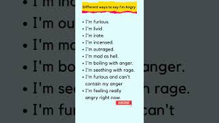 Different Ways To Say I'm Angry. #shorts #englishspeaking #learnenglish