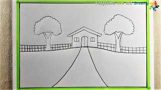 Kids Easy Scenery Drawing || Easy rules for drawing scenes for kids