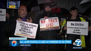 All LAUSD schools shut down as workers begin 3-day strike