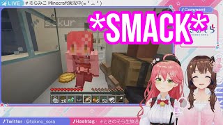 Sakura Miko Accidently Hit Sora And Make Her Cry | Minecraft [Hololive/Eng Sub]