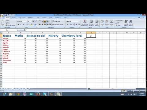 Calculate Total Marks and Percentage Ms-Excel Calculate Total Marks and Percentage Ms-Excel