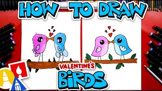 How To Draw Cute Cartoon Valentine's Birds