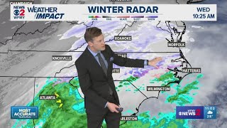 Dry air impacting snow totals for North Carolina | Wednesday afternoon update