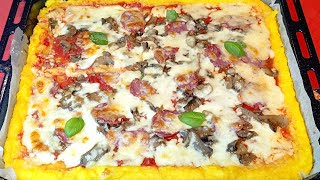 PIZZA POLENTA calda è un SECONDO fredda per APERITIVO ricetta veloce