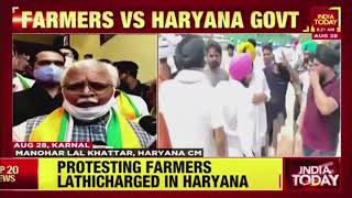 Farmers Vs Haryana Govt: Cops Lathi-Charge At Farmers In Karnal | India Today