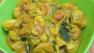 কচুমুখি-চিংড়ি শুক্তো।Taro Root Curry।