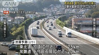 【高速道渋滞】3連休最終日　関越道上りで30kmなど午後に渋滞予測(2024年11月4日)