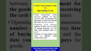 Operating cycle | cash conversion cycle