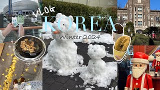 KOREA VLOG 2024 : หิมะแรกเกาหลี ❄️ Christmas market🎄encore tds3 🩵 kwangjang \u0026 mangwon market🍢