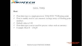 java programming lect 2 DataTypes of java (sindhi)