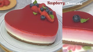 ハートのラズベリーレアチーズケーキのレシピ No-bake Heart raspberry cheesecake recipe