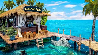 Summer Beach Coffee Shop Ambience - Sweet Bossa Nova Jazz Music & Relaxing Wave Sound for Good Mood