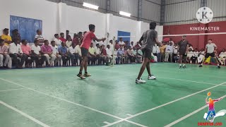 Erstwhile Mahabubnagar Badminton tournament @Achampet Final first set.Bhanu & Joel vs Syed & Zeeshan