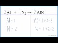 how to balance al n2 = aln aluminum nitrogen gas