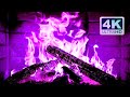 🔥 PURPLE FIRE 4K. Magic Fireplace with Crackling Fire Sounds