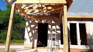 Installing a gable covered front porch and concrete patios! Building a Cottage. Episode 18