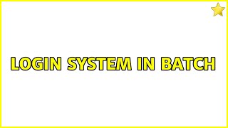 Login System In Batch