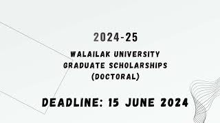 Walailak University Graduate Scholarships