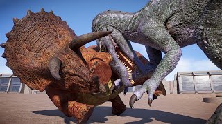 LARGE CARNIVORE vs HERBIVORE DINOSAURS BATTLE - Jurassic World Evolution 2