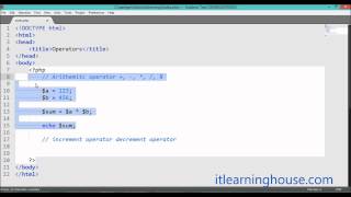 Learn PHP Arithmetic operators php tutorial ITLearningHouse