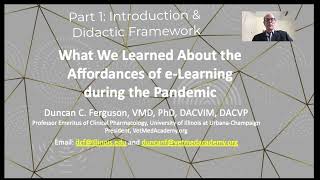 Affordances of e-Learning during the Pandemic , Pt 1: Intro & Didactic Framework