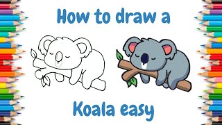 How to draw a Koala in easy steps | Cute Koala drawing step by step for kids | Drawing Tutorials