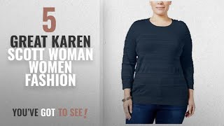 Karen Scott Woman Women Fashion [2018 Best Sellers]: Karen Scott Womens Plus Knit Textured Pullover