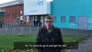 Maria Eagle MP gets a COVID test a Garston Lifestyles