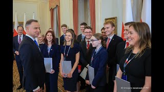Uczestnicy stażu prezydenckiego z USA na spotkaniu z Andrzejem Dudą