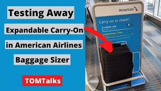 Testing Away Expandable Carry-On in American Airlines Baggage Sizer | Away Carry On Size Test