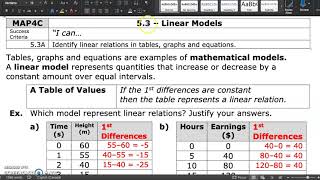 MAP4C - 5.3 - Linear Models - VIDEO