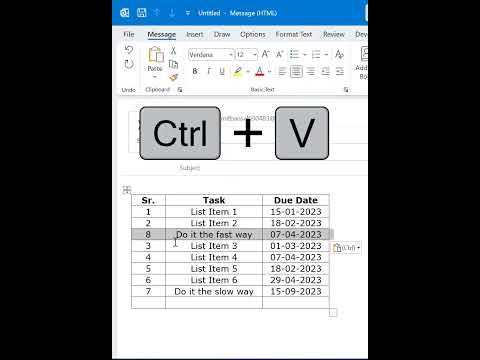 Truco para desplazar la fila ARRIBA y ABAJO en la tabla de Outlook [método abreviado de teclado]