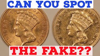 SPOT THE COUNTERFEIT! Which $3 Gold is the Fake? 1857 or 1874?