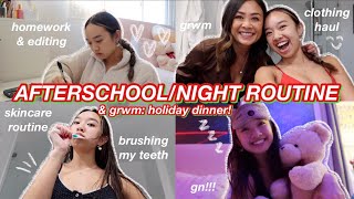 AFTERSCHOOL/NIGHT ROUTINE & GRWM: HOLIDAY DINNER | Vlogmas Day 6!