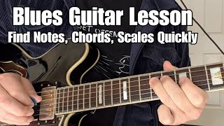 BLUES GUITAR LESSON Finding Notes, Chords and Scales Quickly