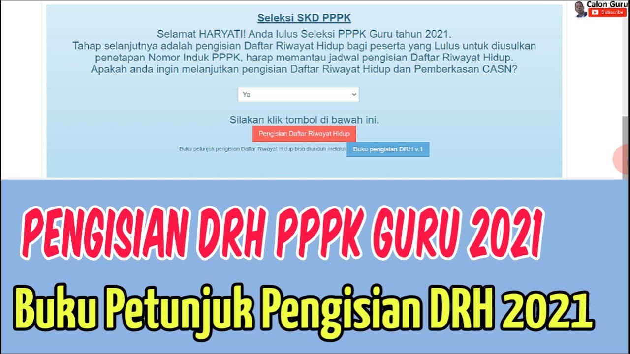 Contoh Pengisian DRH PPPK, Buku Petunjuk Pengisian DRH 2021 & Kapan ...