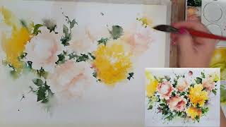 watercolor painting flowers/گلهای آبرنگی