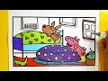 peppa pig and george pig in their bed drawing and coloring drawing and coloring peppa pig for kids