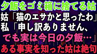 夕飯をゴミ箱に捨てる姑「猫のエサかと思ったわ」私「申し訳ありません、でも実は今日の夕飯…」ある事実を知った姑は絶句