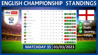 EFL CHAMPIONSHIP TABLE TODAY 2022/2023 | EFL CHAMPIONSHIP POINTS TABLE TODAY | (03/03/2023)