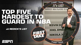 JJ Redick's Top 5️⃣ Hardest NBA Players to Guard 📝 Jokic, Embiid, KD, Curry & Giannis | First Take