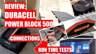 REVIEW: COSTCO DURACELL POWERBLOCK 500 - Gasless Generator - CONNECTIONS and RUN TIME TESTS