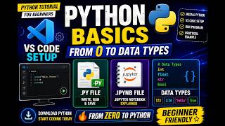 Python Tutorial for Beginners in Hindi | VS Code Setup, .py & .ipynb Files, Variables & Data Types
