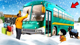 Franklin and Shinchan's CRAZY BUS Ride to SNOW WORLD in GTA 5