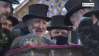 Punxsutawney Phil celebrating first Groundhog Day as a father