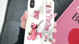 CT-098 皮質刺繡頑皮豹傻豹手機殼 Leather Pink Panther iPhone Case