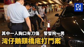 灣仔鵝頸橋底打鬥案　其中一人胸口有刀傷　警暫拘一男　兩人在逃｜01新聞｜灣仔｜鵝頸橋｜打鬥｜菲律賓｜賭博｜堅拿道天橋